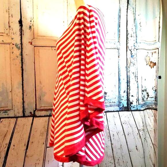 Kaktus Hot Pink & White Striped Poncho Style Top Size S NEW w/ Tags Boho Artsy - Picture 4 of 12